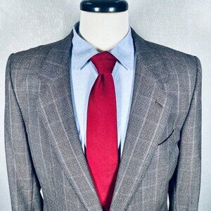 Barneys New York Blazer Mens 42R Gray Wool Sport Coat Glen Plaid Jacket Italy